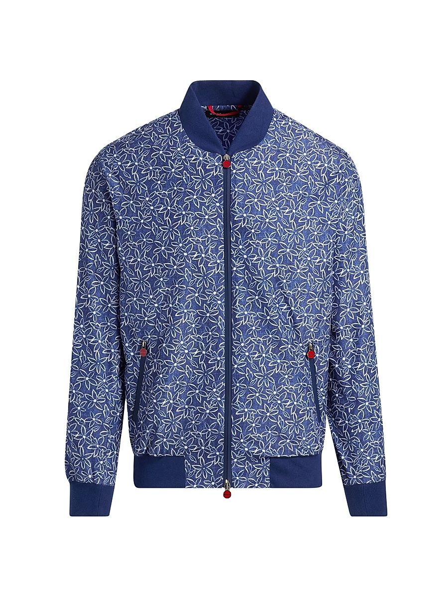 Men's Floral Swim Bomber Jacket - Blue - Size 46