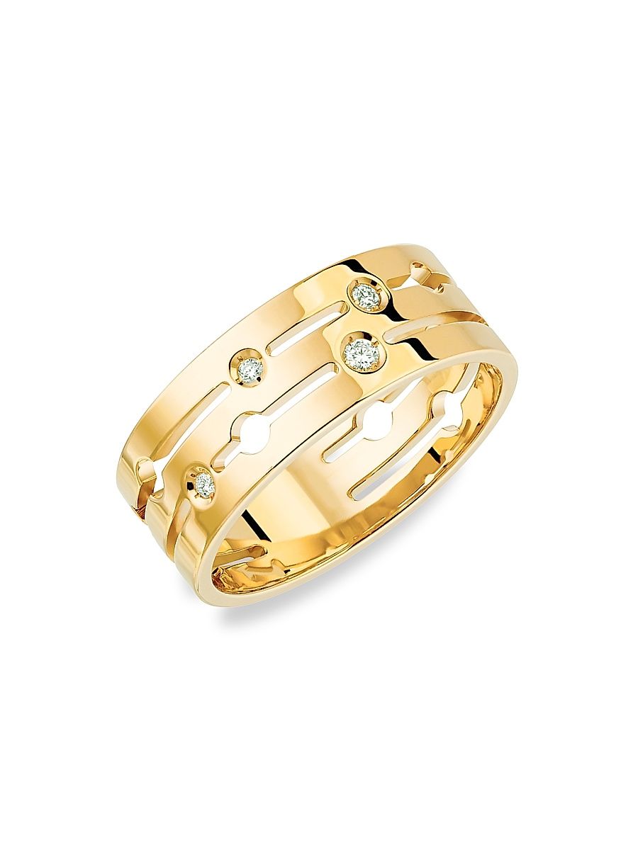 Women's Pulse Dinh Van 18K Yellow Gold & Diamond Medium Ring - Size 6