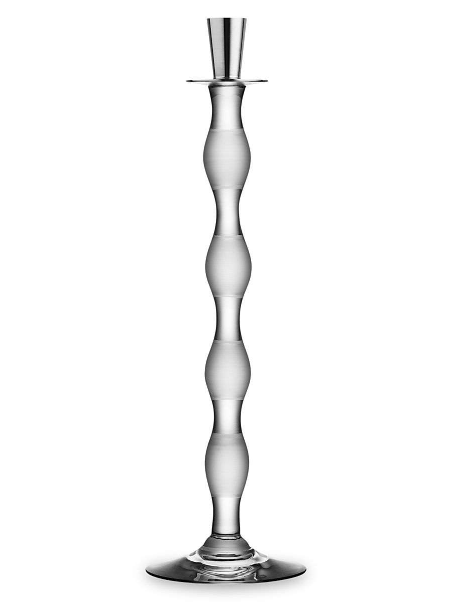 Celeste Stripe Glass Candlestick