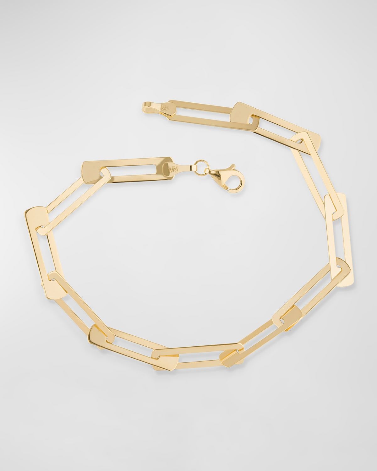 14K Gold Laser Open Interlocking Rectangle Bracelet