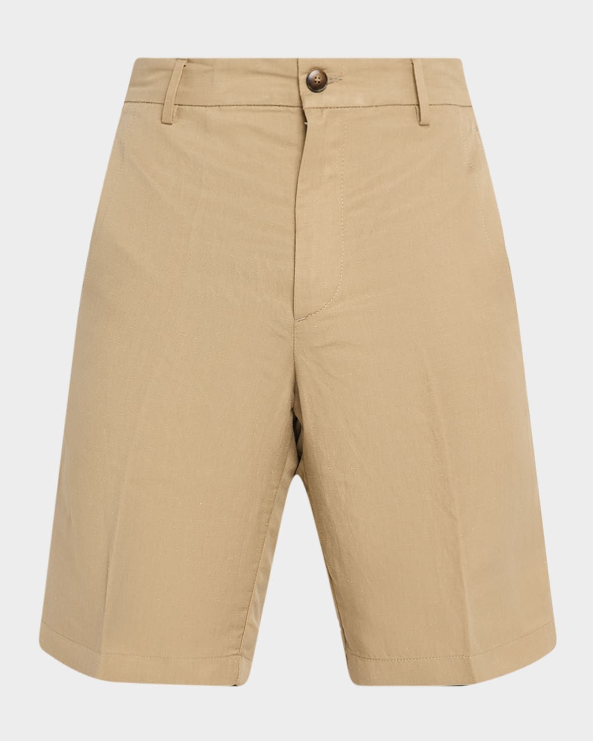 Men & apos;s Linen and Silk Flat-Front Bermuda Shorts