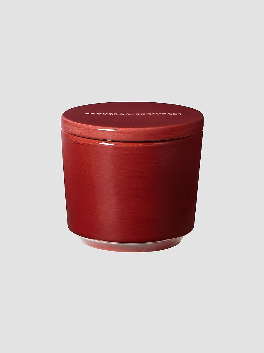 Brunello Cucinelli Maxi Scented Candle in Craquelé Ceramic Vessel with Lid - Firebrick
