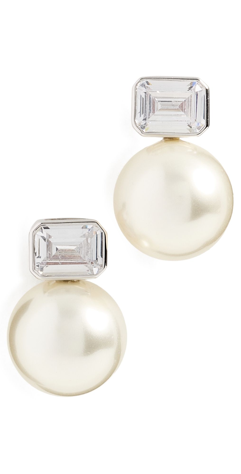 SHASHI Charlie Stud Earrings Silver/Pearl One Size