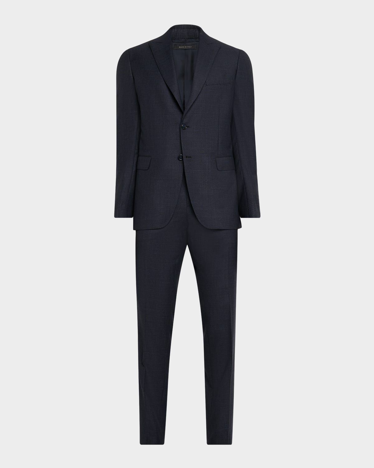 Men & apos;s Wool Micro-Plaid Two-Piece Suit