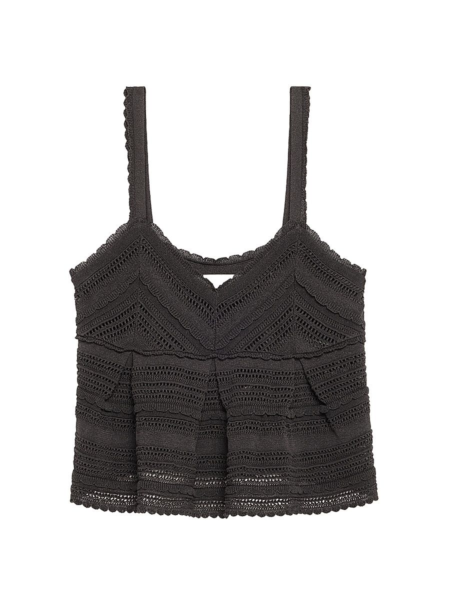 Women's Lucky Lace Knit Tank Top - Black - Size 10