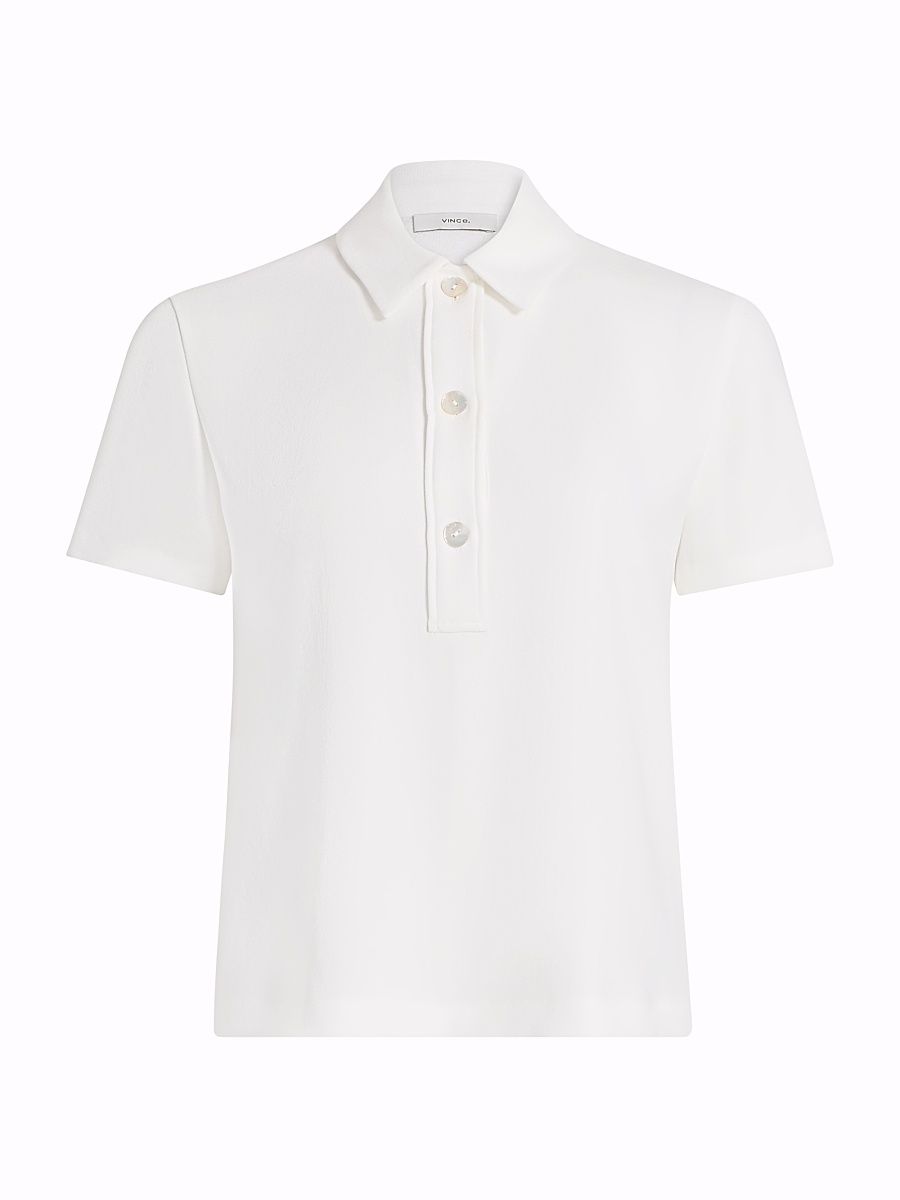 Women's Crepe Polo Shirt - Off White - Size XXS
