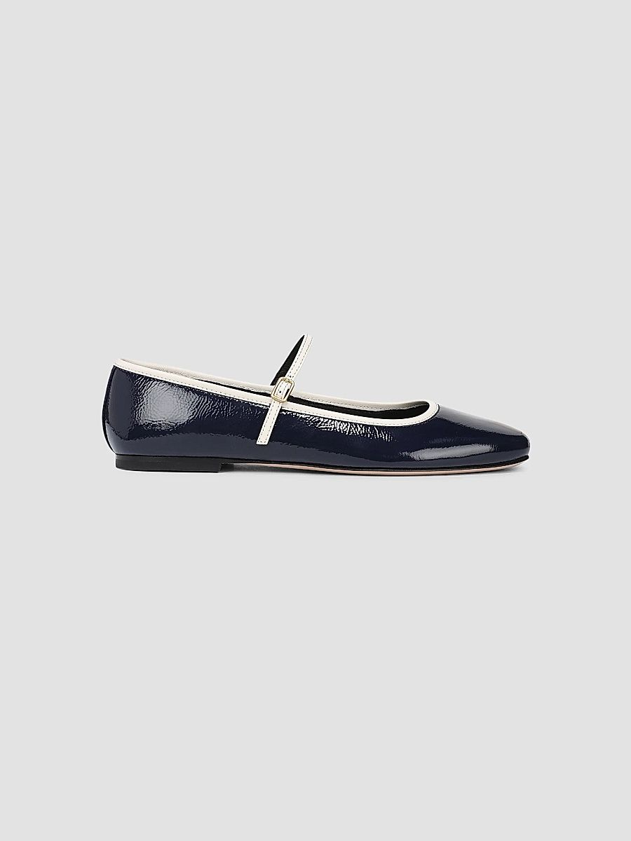 Veronica Beard Women's Ellie Leather Mary Janes - Navy Ecru - Size 9