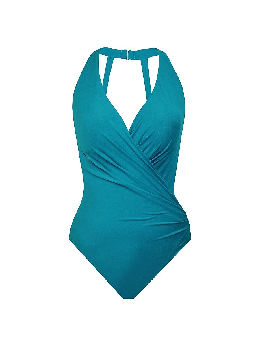 Women's Rock Solid Wrapsody One-Piece Swimsuit - Maldives Blue - Size 16