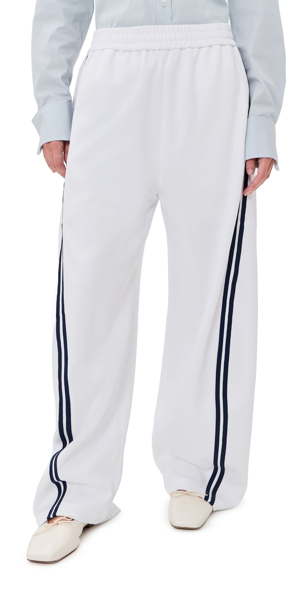 Tibi Active Knit Winslow Petite Pants White/Navy M