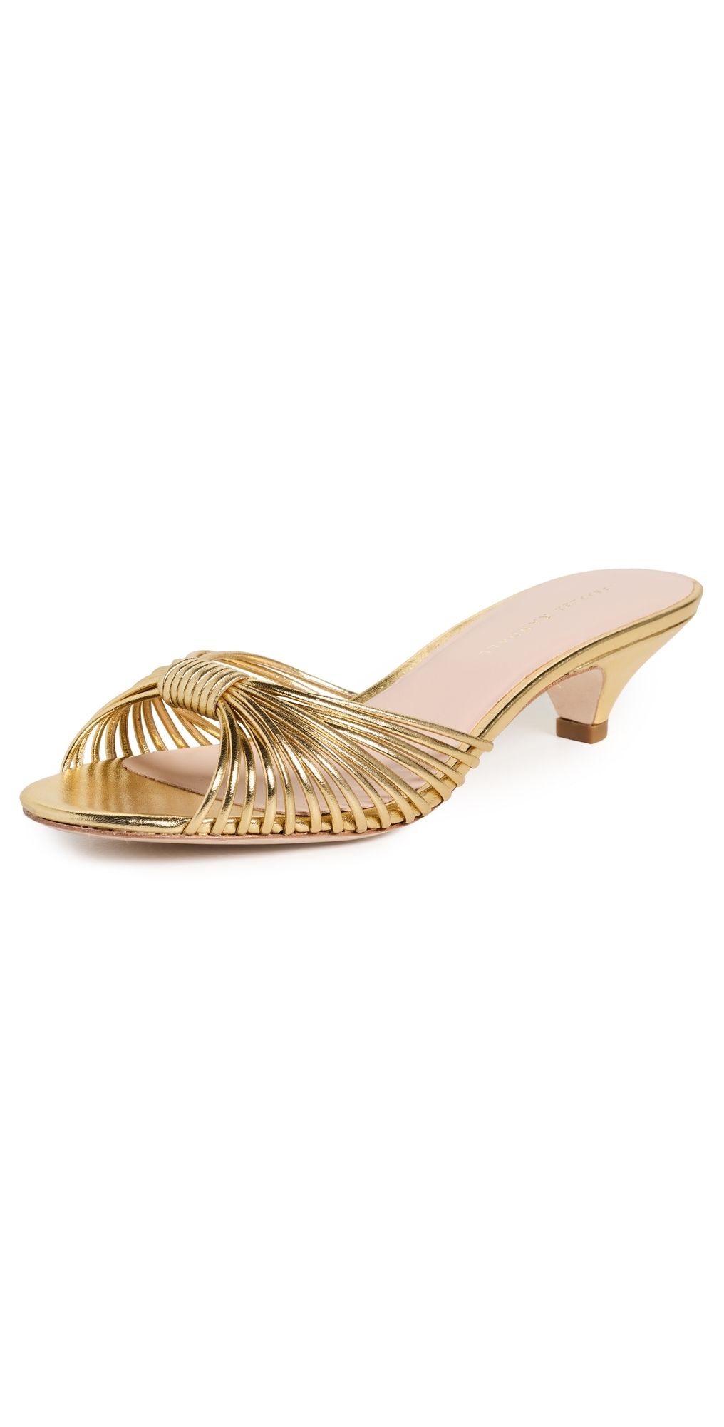 Loeffler Randall Dixie Strappy Kitten Heel Sandals Gold 8.5
