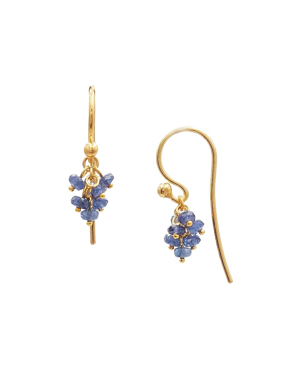 Women's Bouclé 18K & 24K Yellow Gold & Sapphire Charm Earrings - Yellow Gold