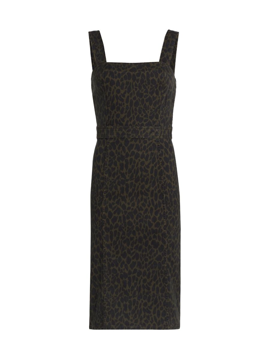 Women's Tamera Denim Printed Midi-Dress - Deep Olive - Size 32