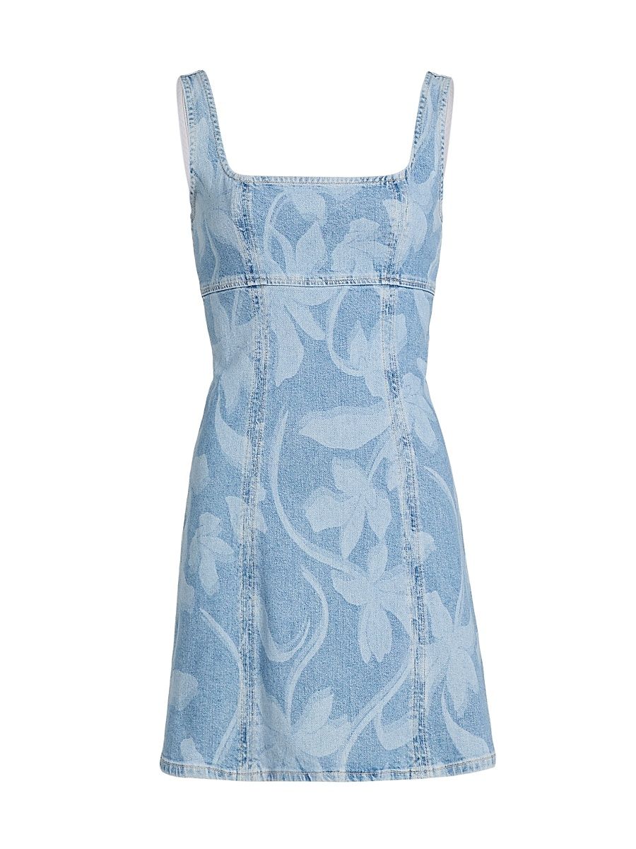 Women's Altadena Floral Cotton Denim Sheath Minidress - Floral Laser - Size XL