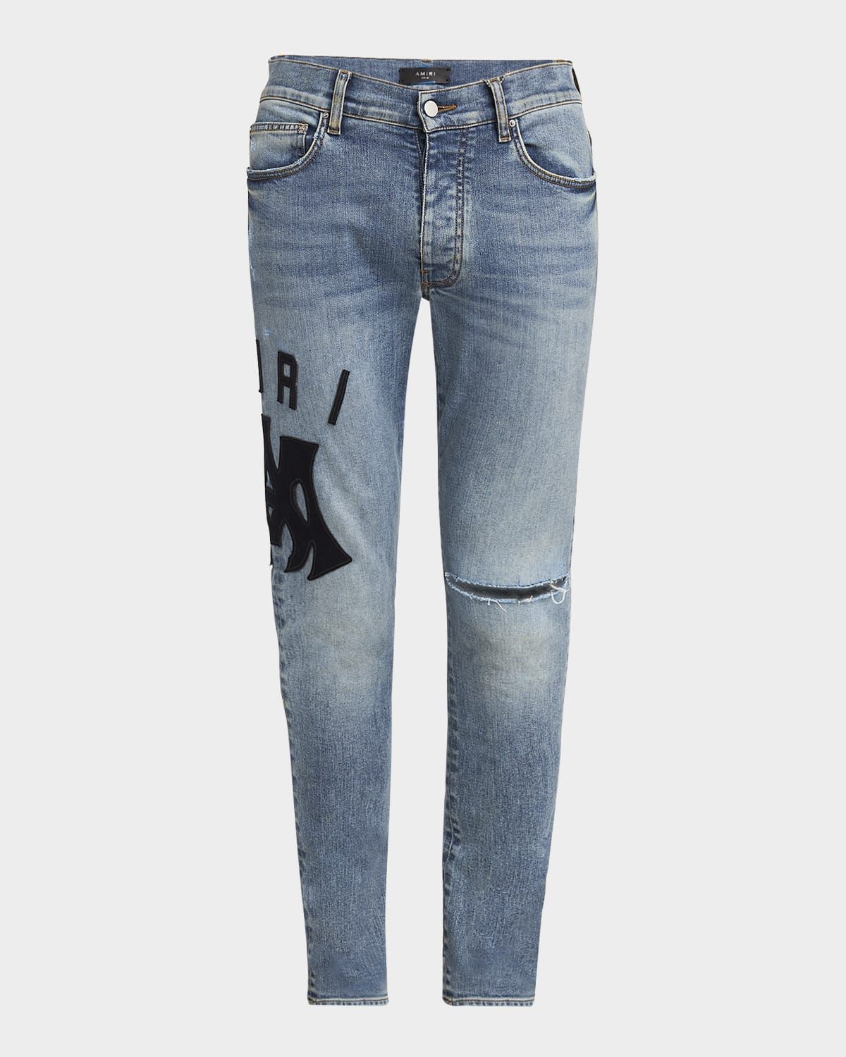 Men & apos;s Suede Applique Skinny Jeans