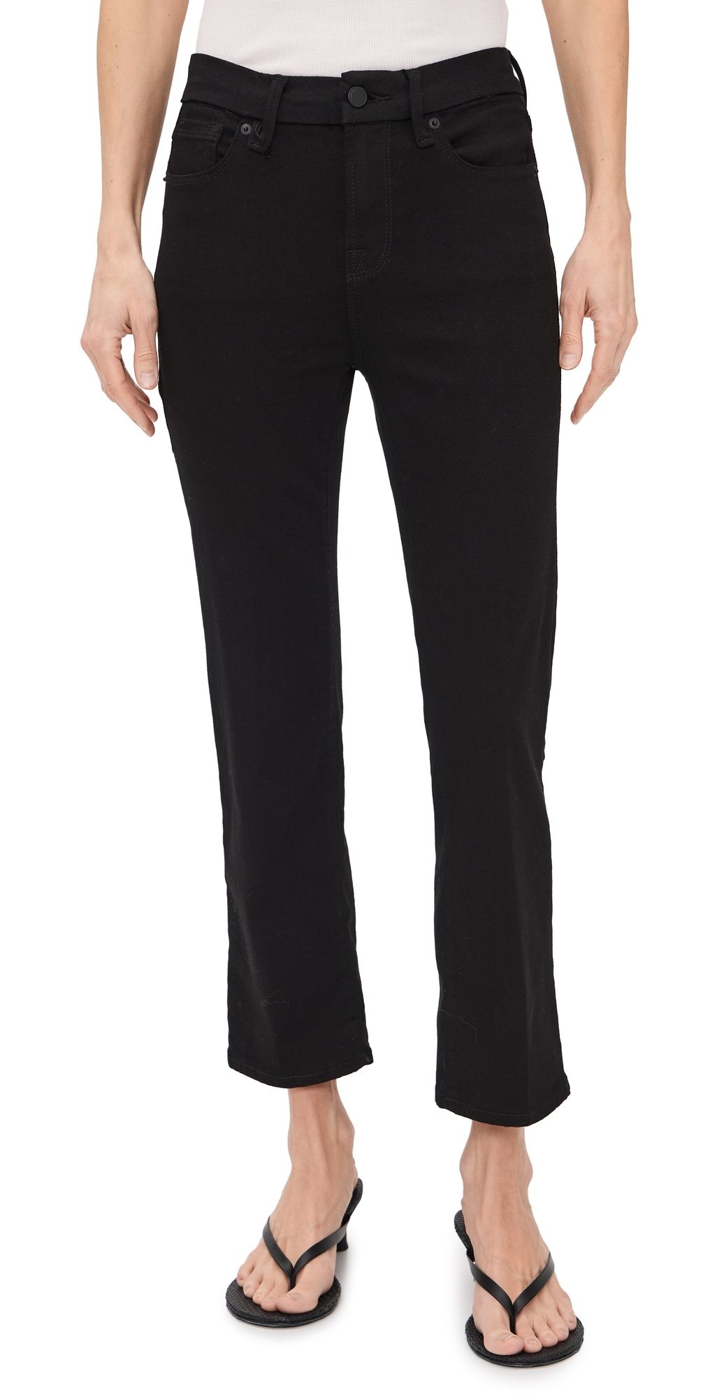 Good American Never Fades Good Petite Straight Jeans Black001 4