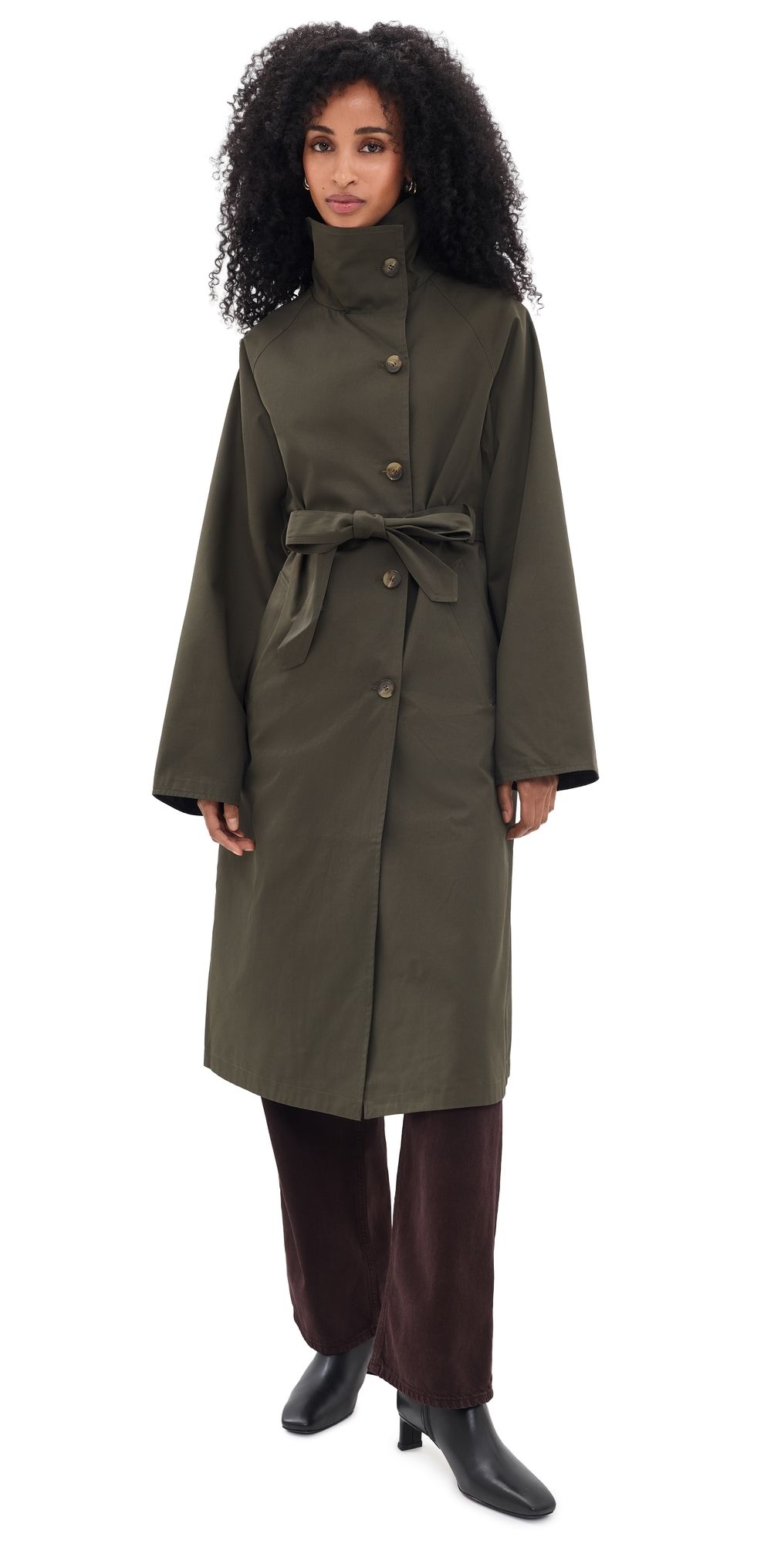 Line & Dot Palmer Reversible Trench Coat Olive L