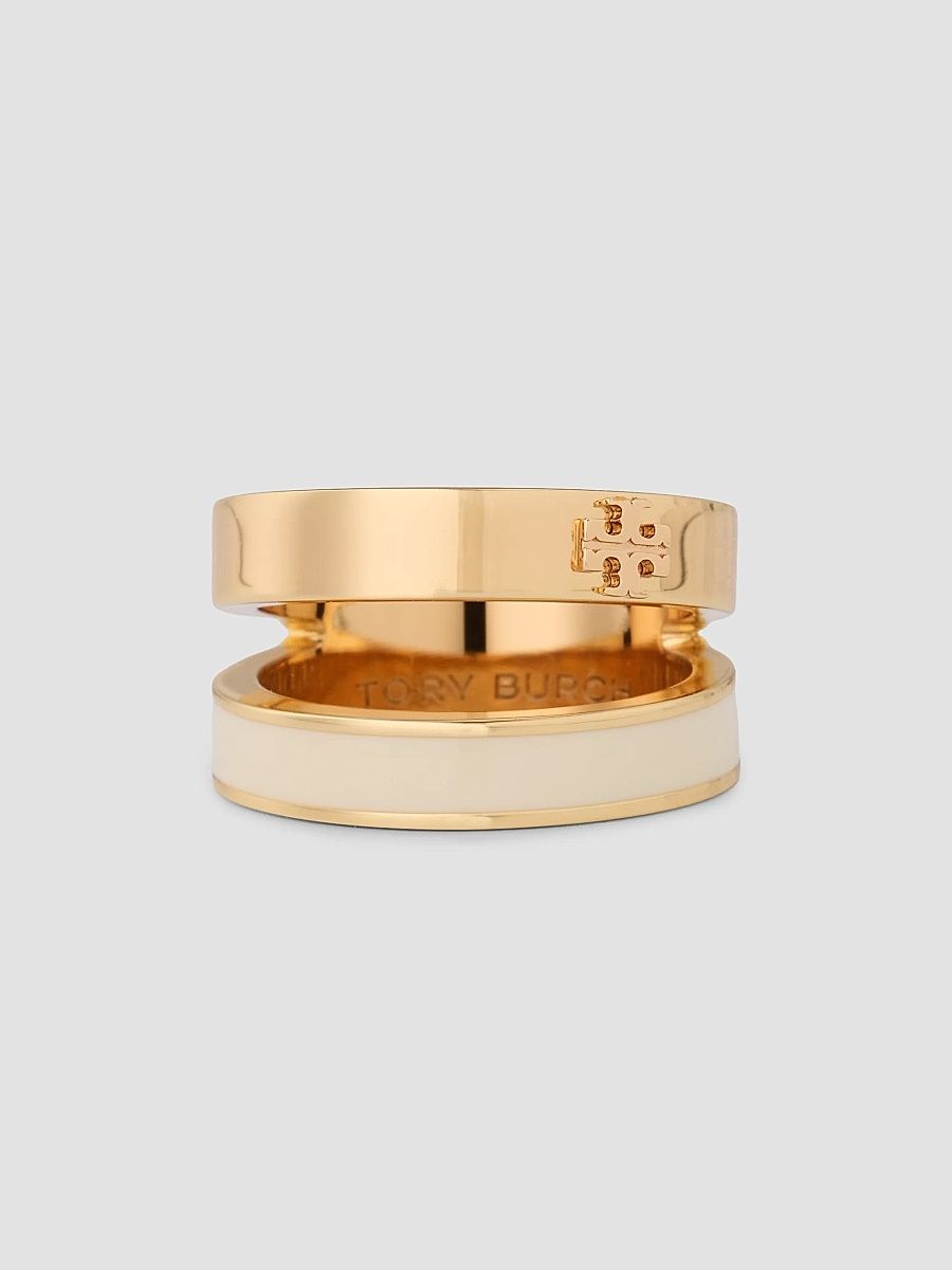 Women's Icon 18K-Gold-Plated & Enamel Double-Band Ring - Gold Ivory - Size 7