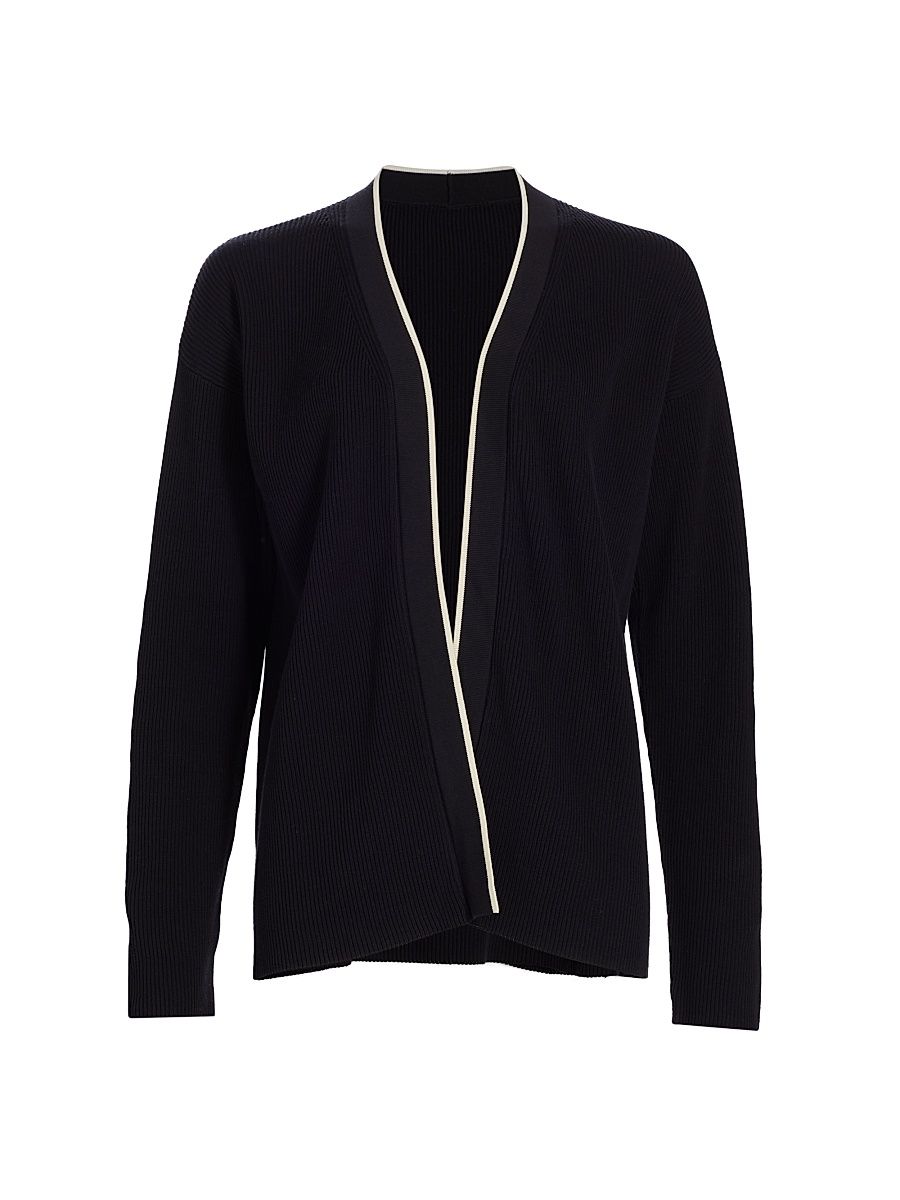 Women's COLLECTION Rib-Knit Open Cardigan - Black - Size Small