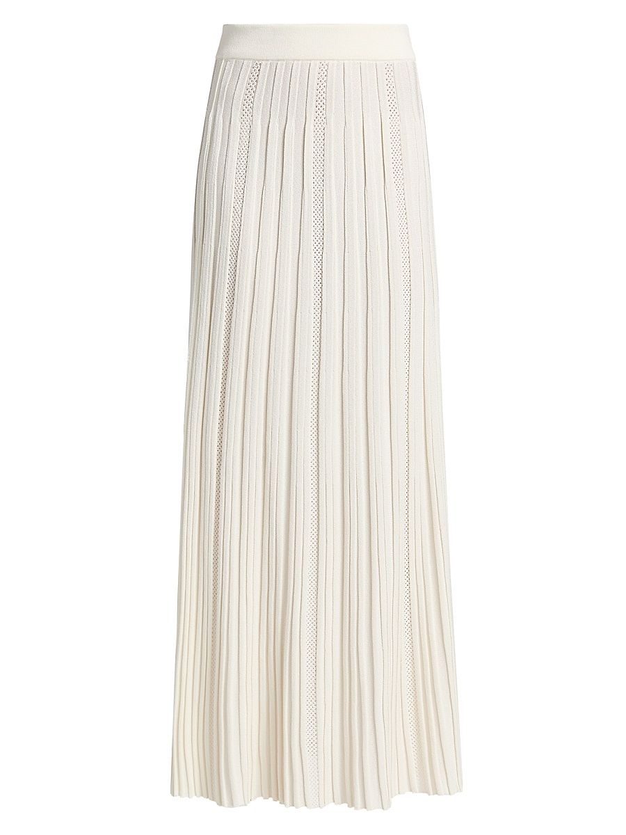 Women's Pleated Knit Maxi Skirt - Naturel - Size 2