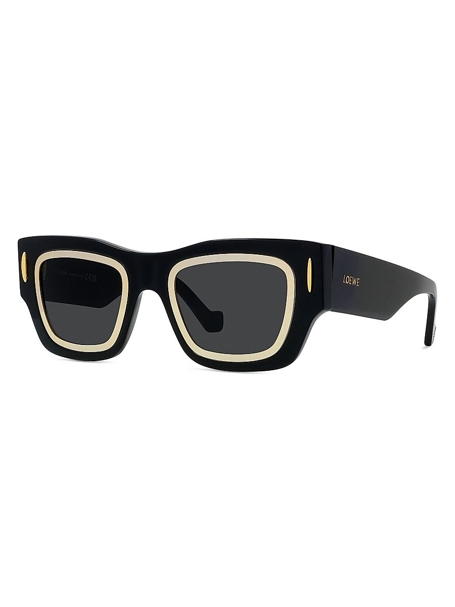 Men's Signature 54MM Square Sunglasses - Shiny Black Smoke