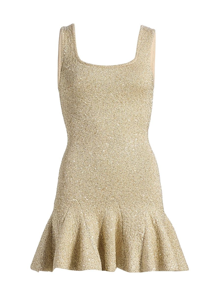 Women's Sarajane Sequin-Embellished Sheath Minidress - Honey Gold - Size Large