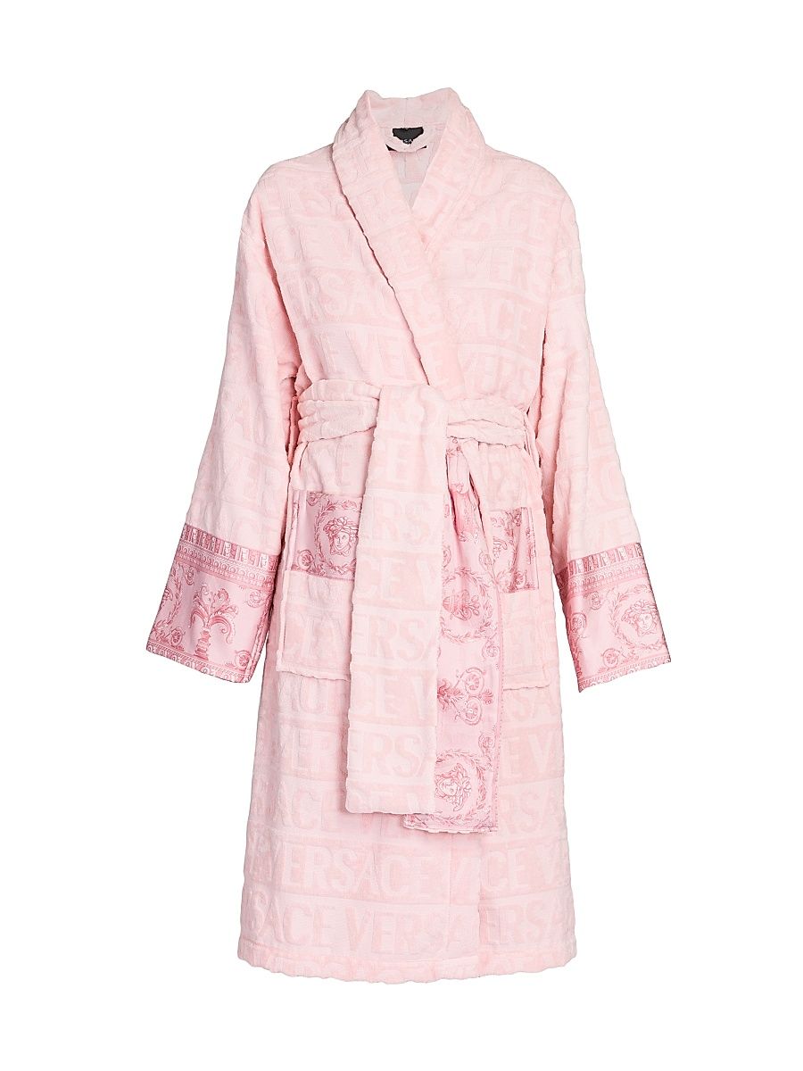 Women's Logo-Embossed Bathrobe - Pink - Size XXL