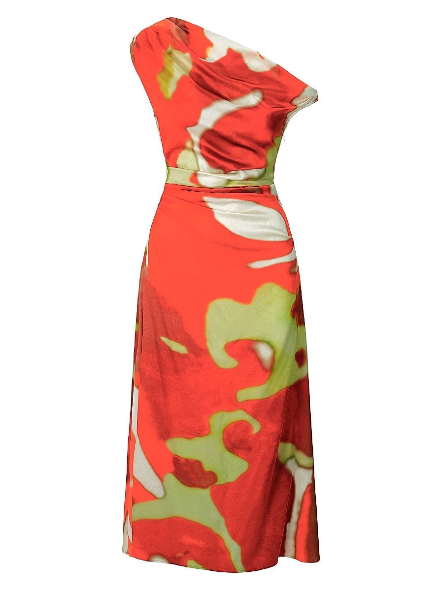Women's Phare Silk-Blend Midi-Dress - Red Zone - Size 12