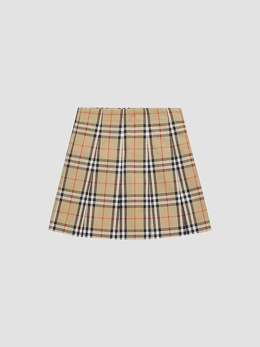 Little Girl's & Girl's Gabrielle Pleated Check Mini Skirt - Sand Ip Check - Size 8