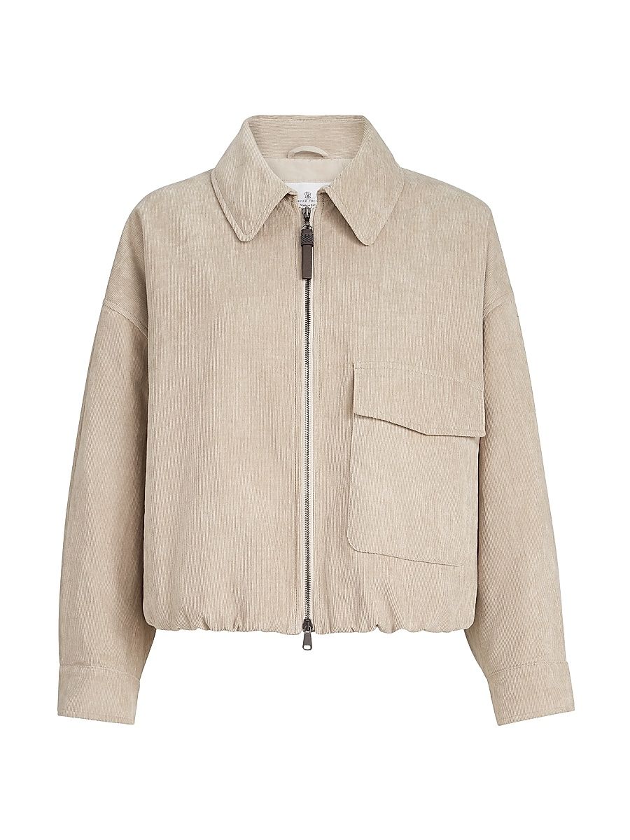 Women's Comfort Cotton Vintage Corduroy Outerwear Jacket - Beige - Size 14