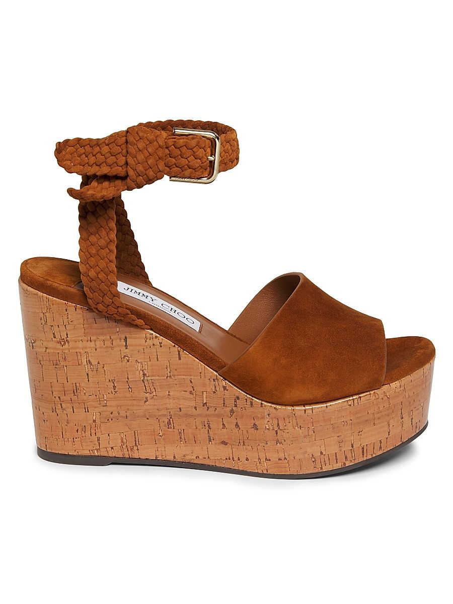 Women's Jori 100MM Suede Wedge Sandals - Tan Toasty - Size 5