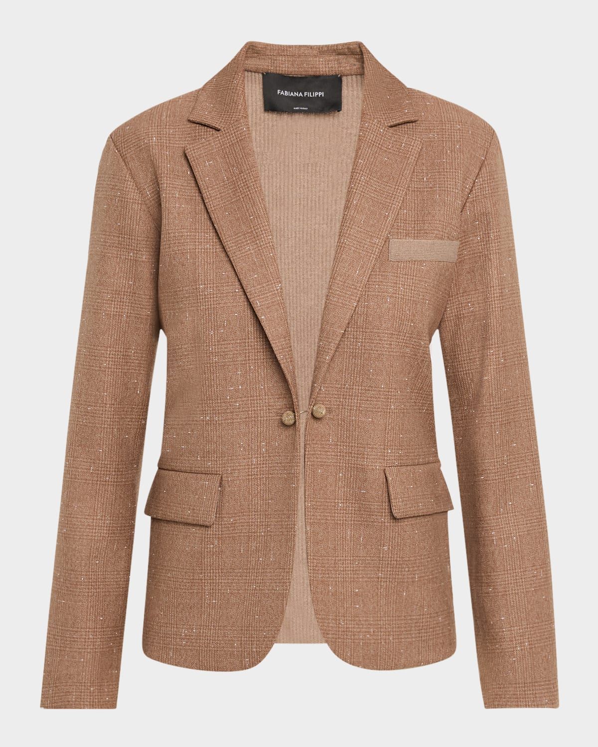 Single-Button Mixed Media Blazer