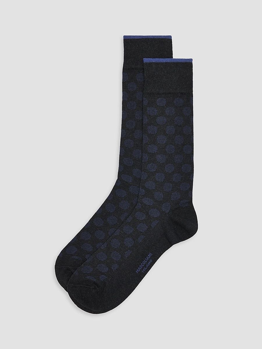 Men's Jacquard Dot Cotton-Nylon Socks - Charcoal