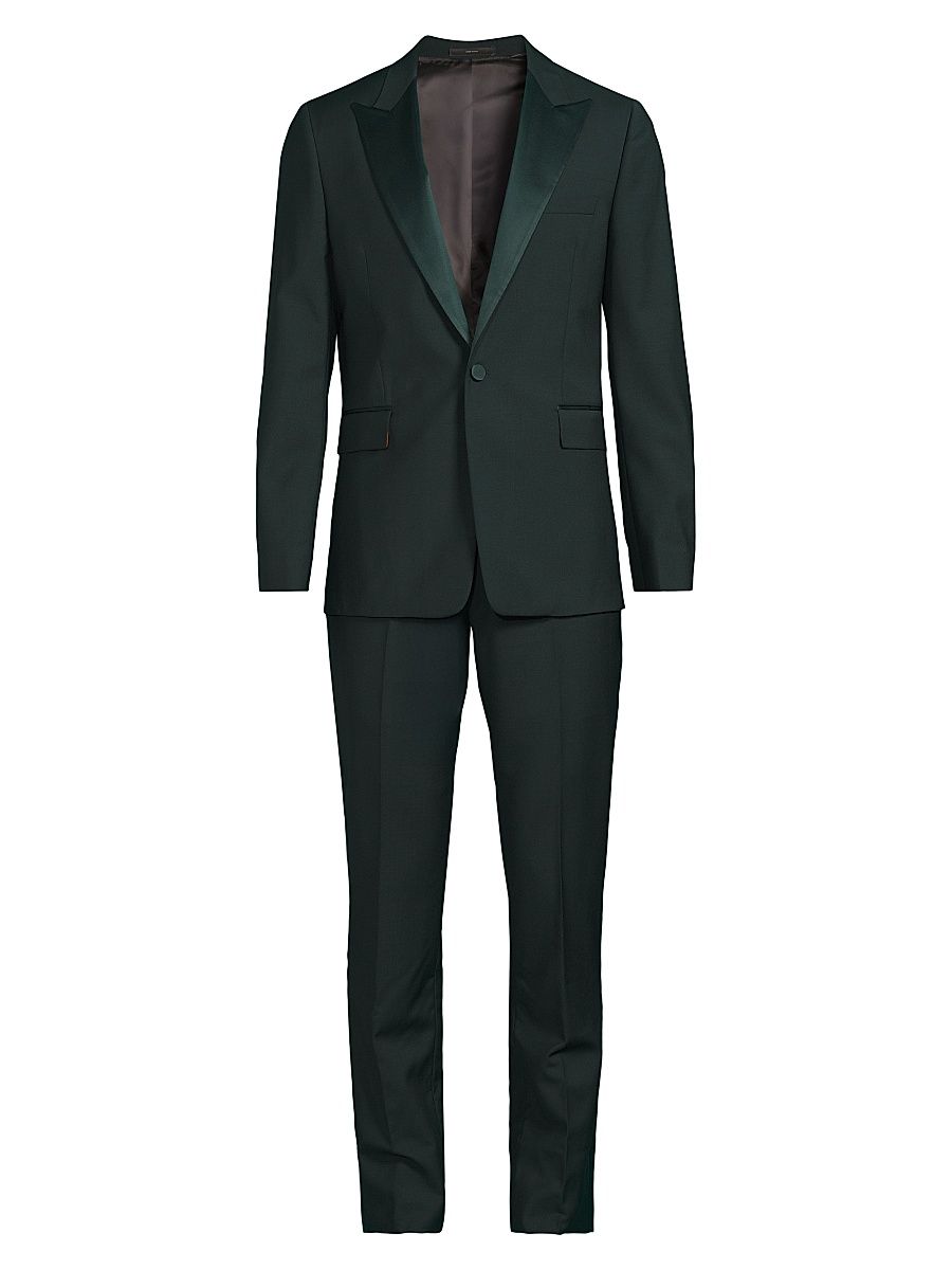 Men's Evening Wool-Blend Single-Breasted Suit - Bottle Green - Size 46