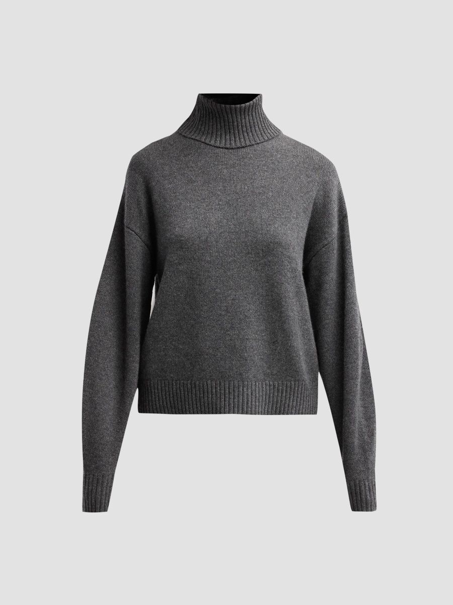 Theory Women's Cashmere Turtleneck Sweater - Charcoal - Size Large