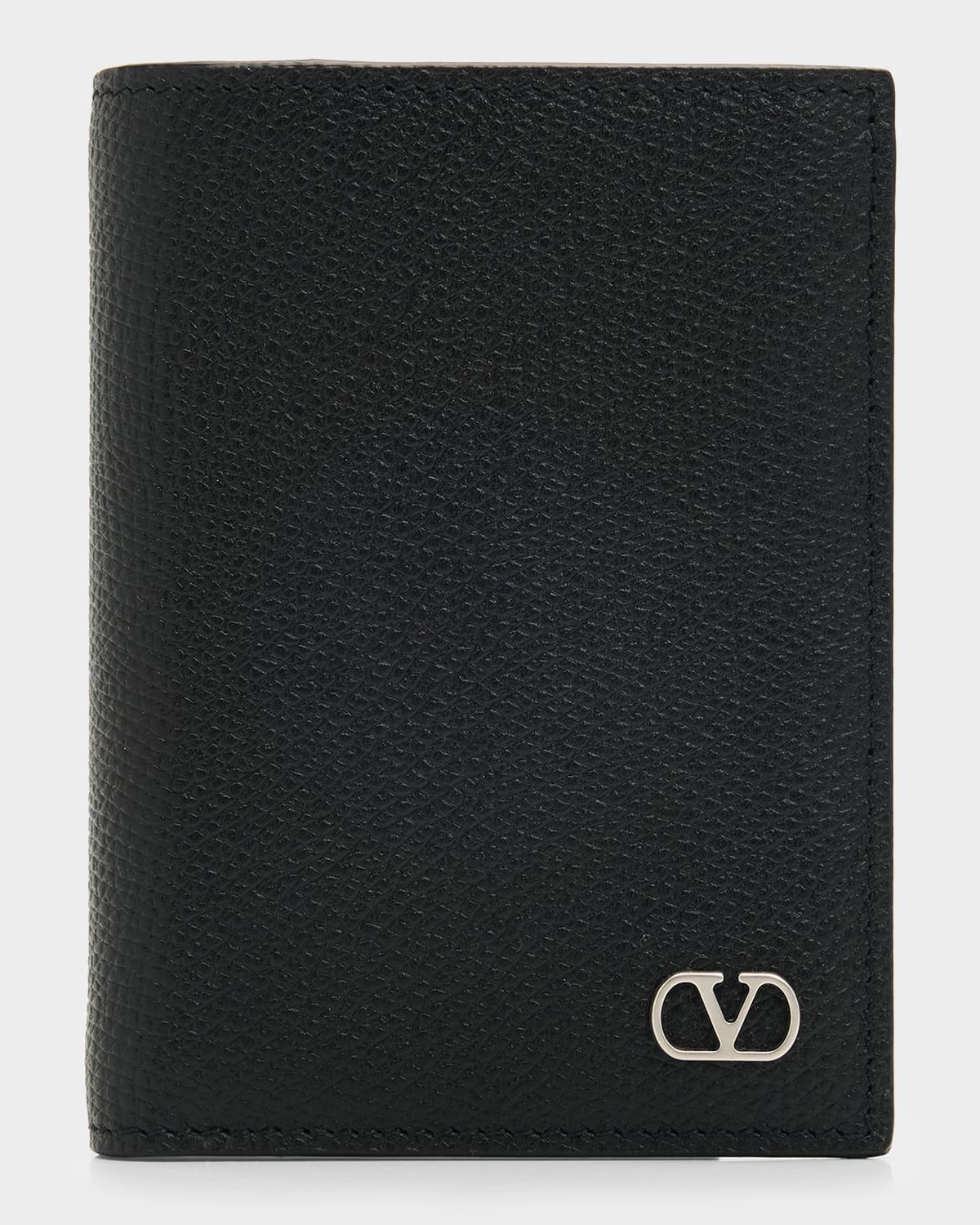 Men & apos;s Vlogo Signature Grainy Calfskin Card Holder