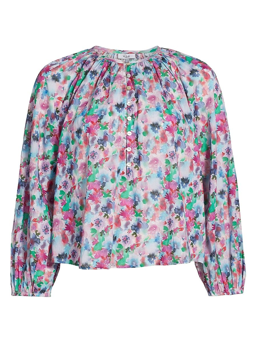 Women's Indi Floral Cotton Blouse - Spring Meadow - Size Medium