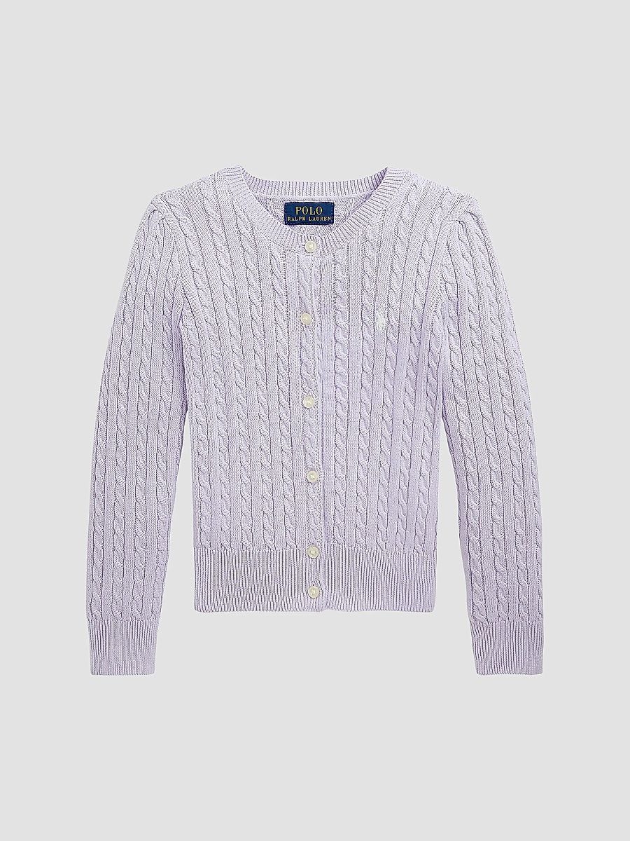 Polo Ralph Lauren Girl's Little Girl's & Girl's Cotton Cable-Knit Sweater - Flower Purple - Size 5