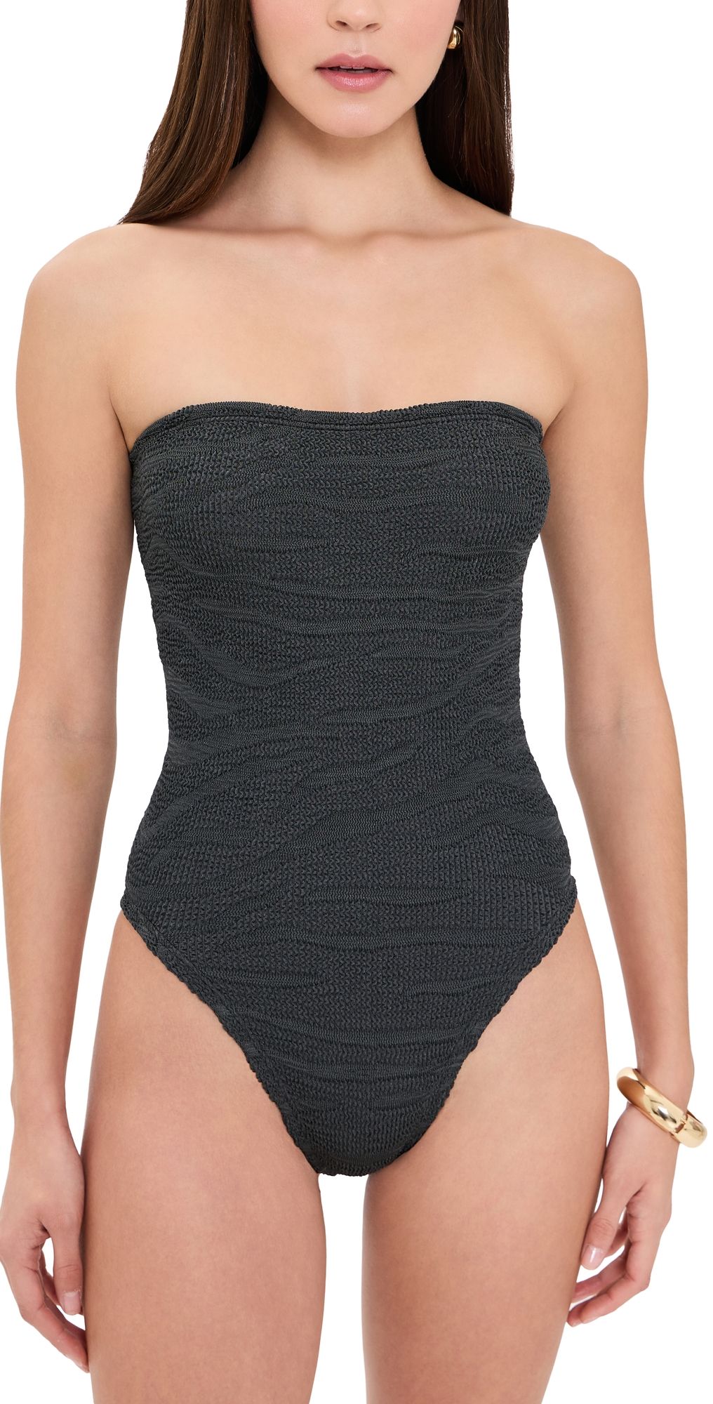Hunza G Audrey Swimsuit Metallic Graphite One Size