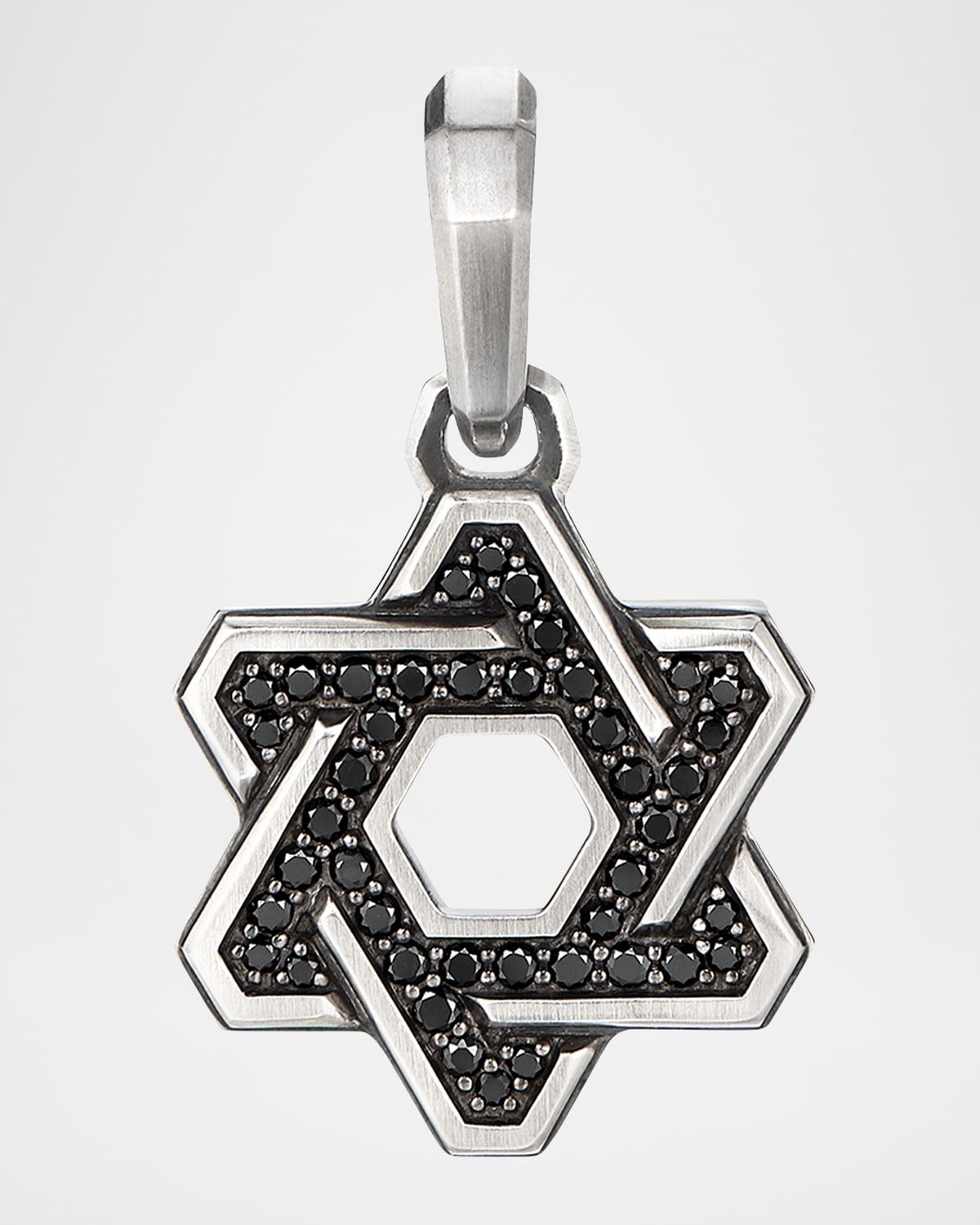 Men & apos;s Deco Star of David Pendant with Diamonds in Silver, 24mm