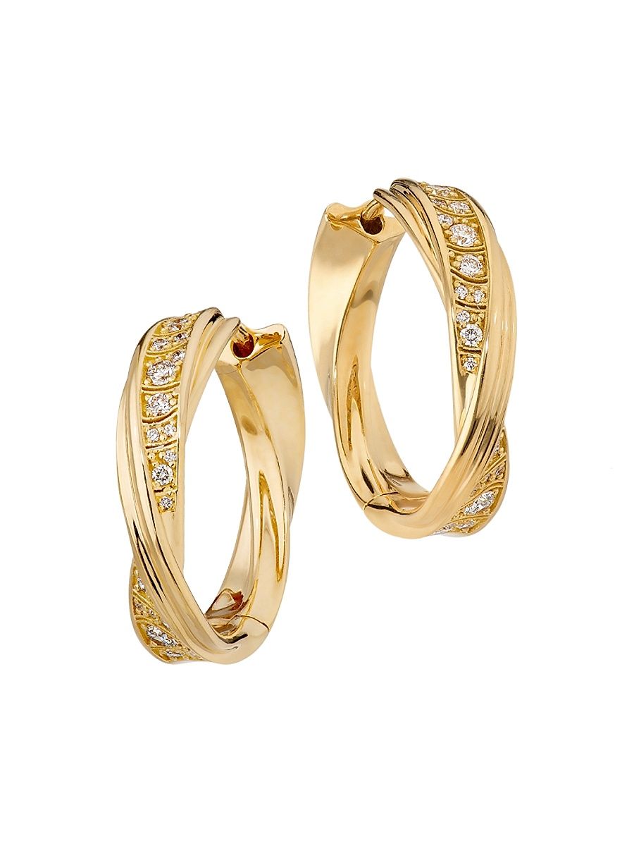 Women's Dunas 18K Yellow Gold & 0.62 TCW Diamond Hoop Earrings - Yellow Gold