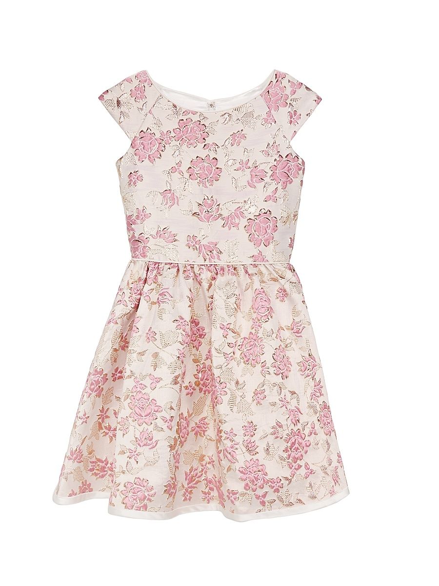 Little Girl's & Girl's Joan Brocade Cap-Sleeve Dress - Ivory Multi - Size 12