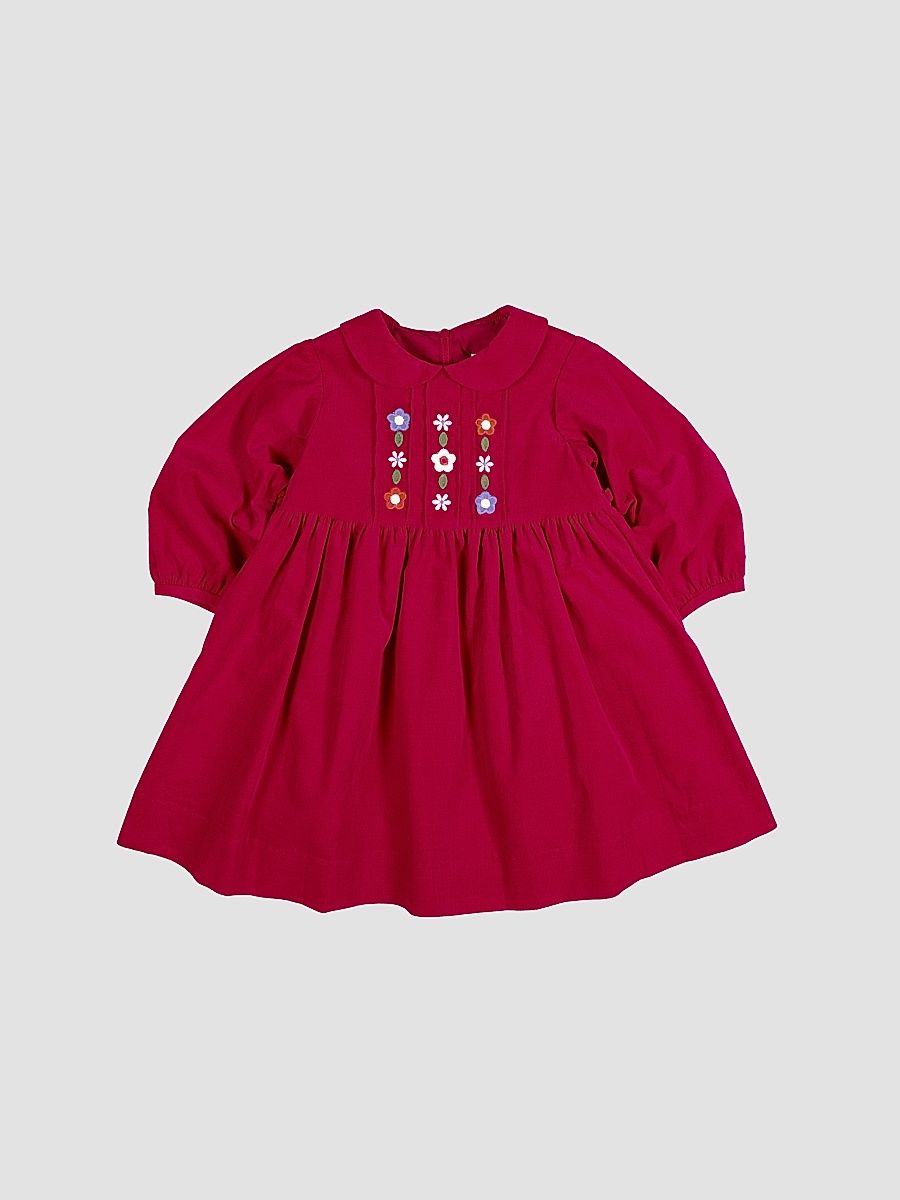 Baby Girl's & Little Girl's Flower Appliqué Corduroy Dress - Mulberry - Size 24 Months