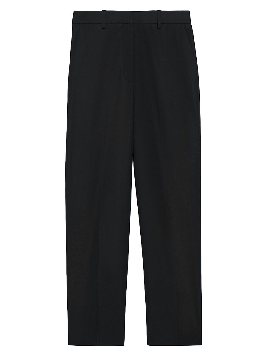 Women's High-Rise Cotton Twill Trousers - Black - Size 2