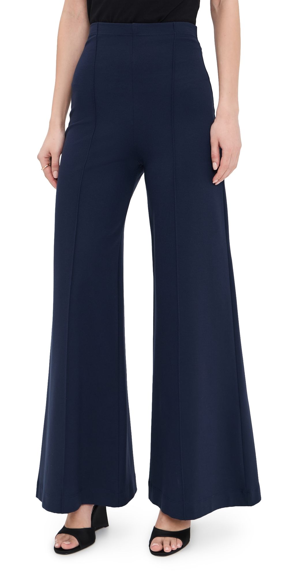 RIPLEY RADER Ponte Knit Standard Wide Leg Pants NAVY XS