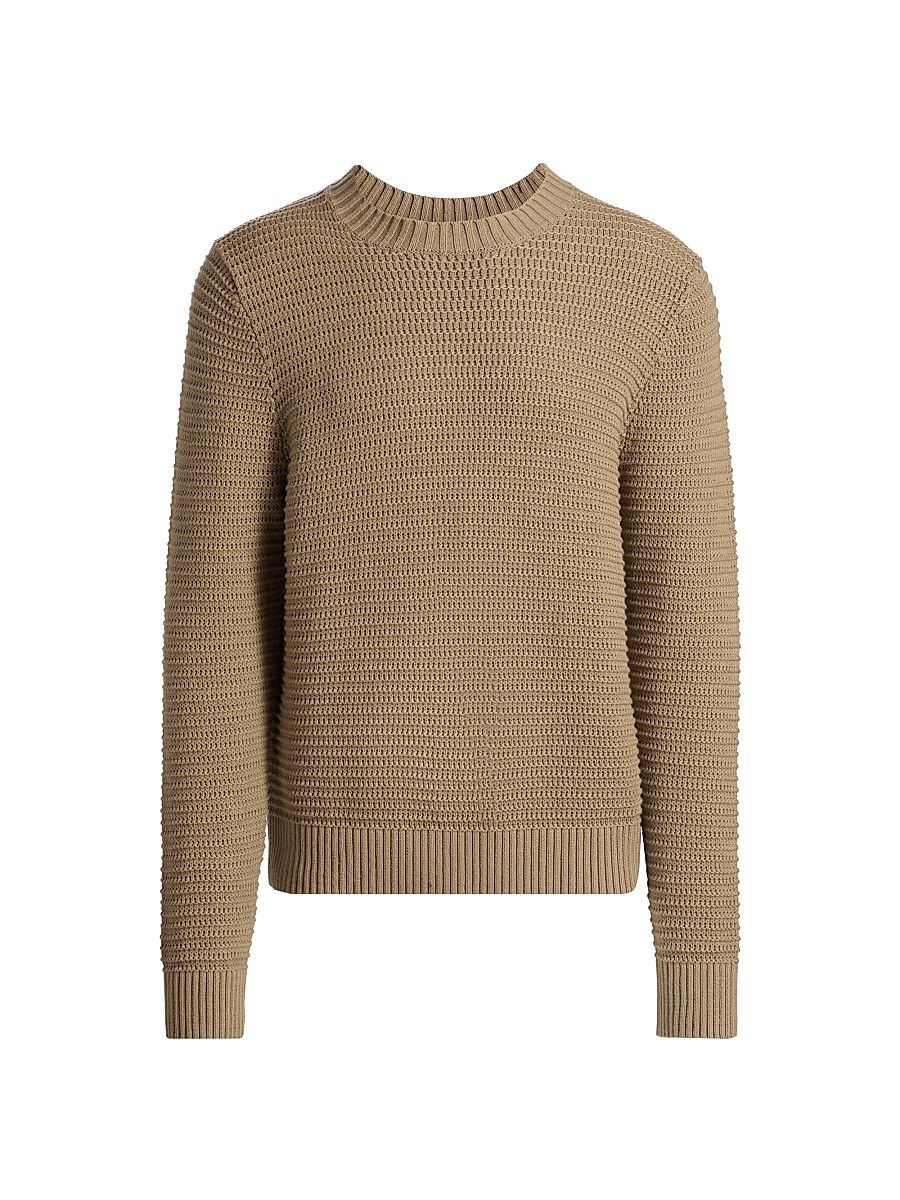 Men's Knitted Cotton-Cashmere Crewneck Sweater - Dark Pecan - Size XXL