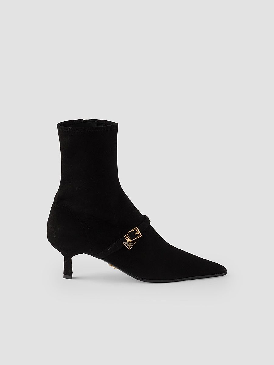 Women's Stretch Suede Booties - Black - Size 12