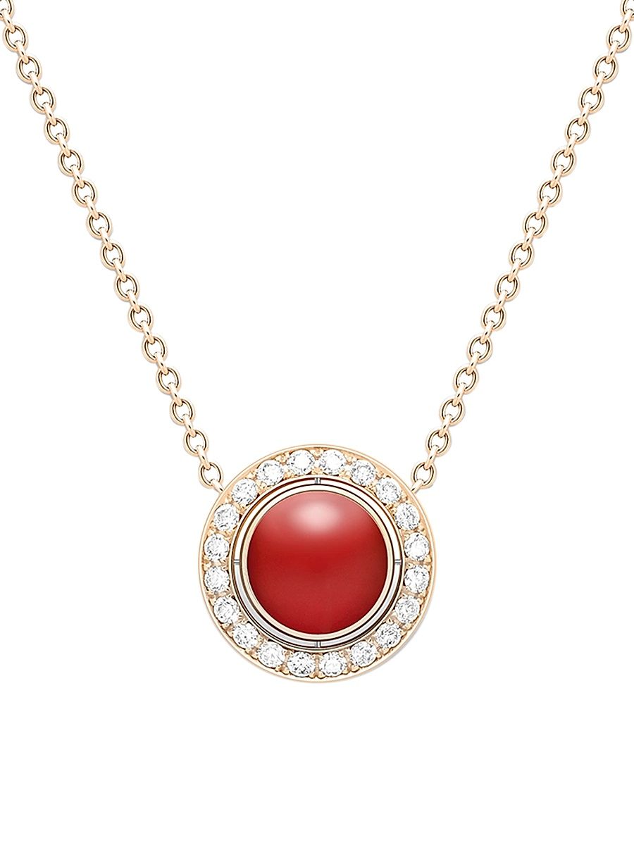 Women's Possession 18K Rose Gold, Carnelian & Diamond Pendant Necklace - Red
