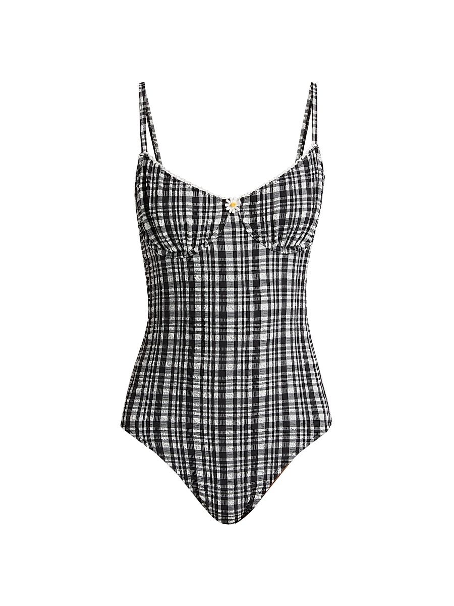Women's The Taylor Plaid Seersucker One-Piece Swimsuit - Noir - Size XS