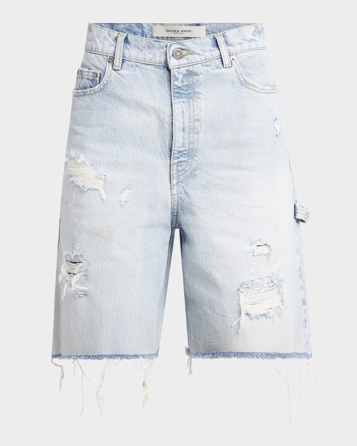Journey Distressed Long Denim Shorts