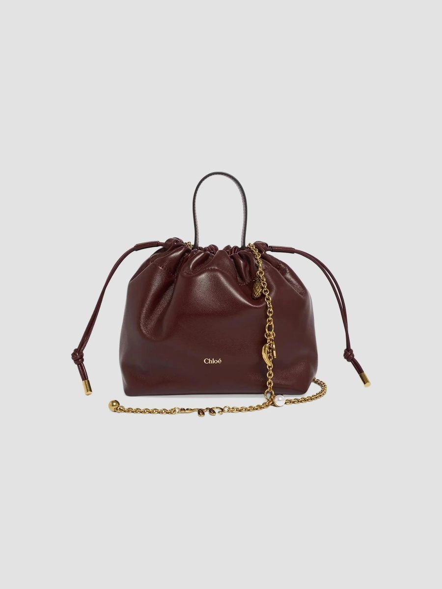 Women's Icons Mini Leather Shoulder Bag - Burnt Red
